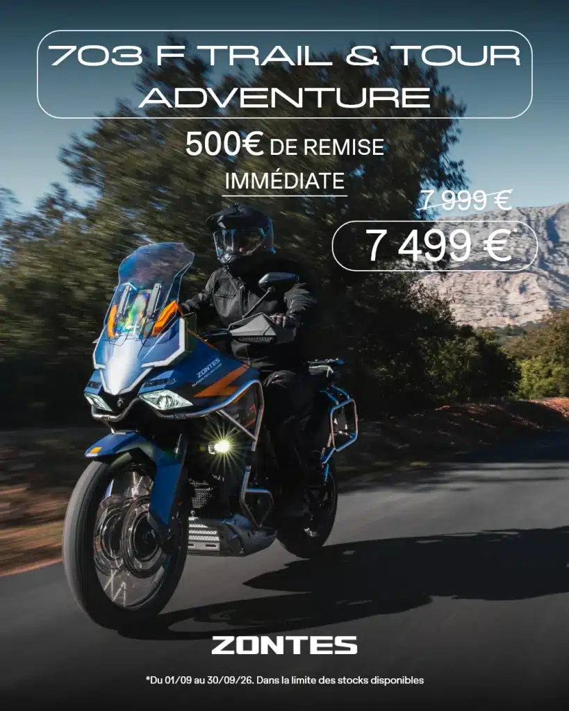 Offre Zontes 703 F Trail Adventure et Touring Adventure – 500 € de remise