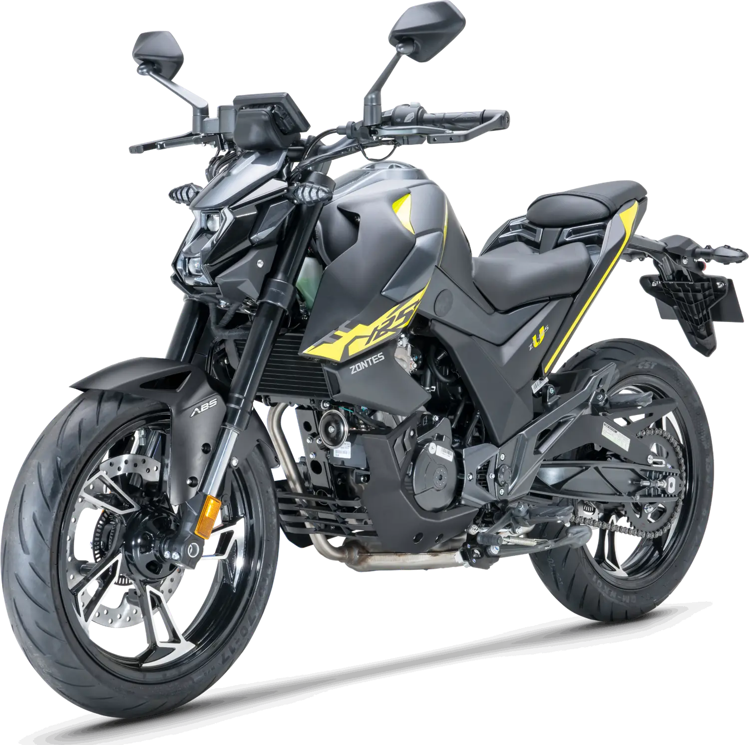 Zontes 125 Roadster R 3/4 avant noir et jaune