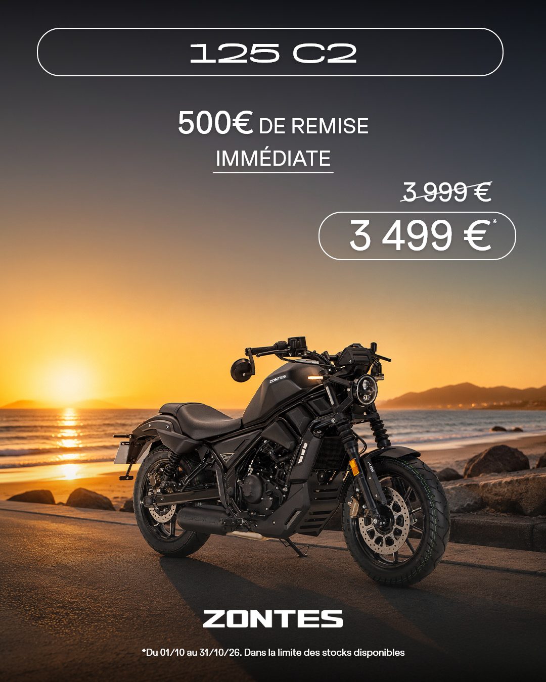 Offre Zontes 125 C2 – 500 € de remise