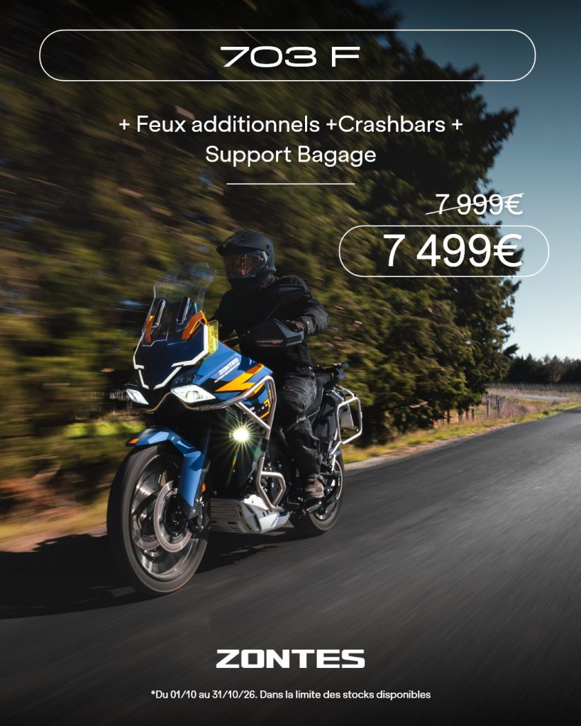 Offre Zontes 703 F Trail Adventure et Touring Adventure – 500 € de remise